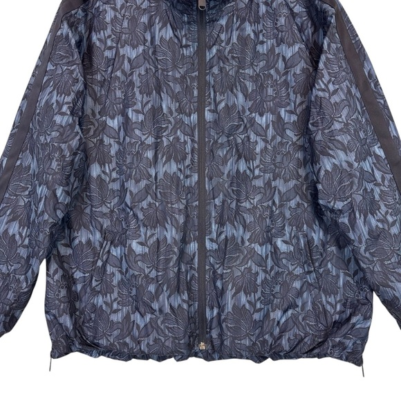 Athleta Sightseer Lace Jacket Navy Blue Floral Mesh Zip Bomber Windbreaker Large - Picture 4 of 14